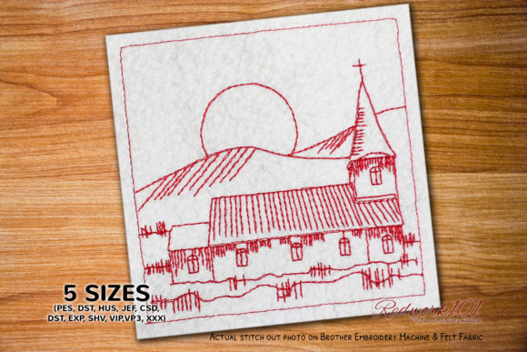Christmas Church Snow Lineart Design