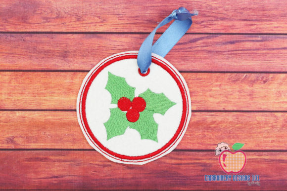 Christmas Mistletoe in the Hoop Ornament