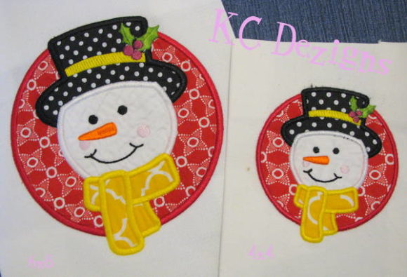 Christmas Snowman Circle Applique