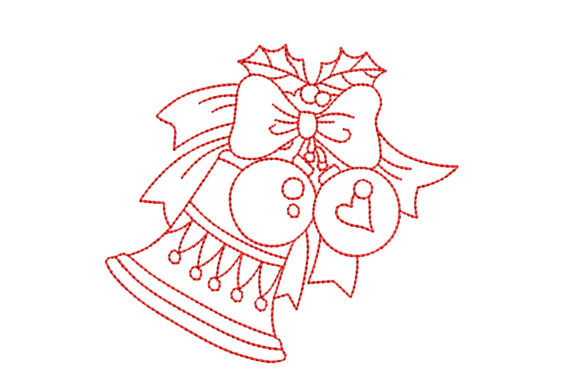 Redwork Christmas Bell with Bow