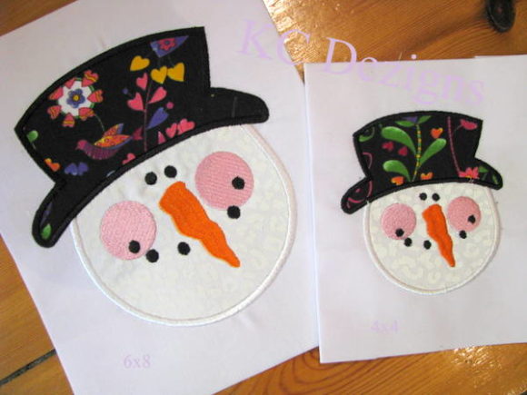 Snowman Face with Top Hat Applique